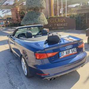 For rent Audi A3 Cabrio from Gloria Golf Hotel, Car rental in Belek, Antalya.